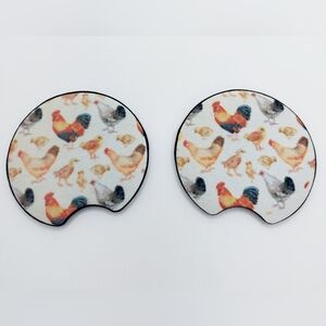 Chickens Rooster Eggs Car Cup Holder Coasters‎ Set New